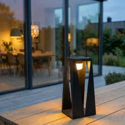 Aksel oppladbar lykt med solar 50,5cm sort