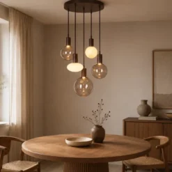 Alva taklampe rondell 5lys 40cm brun