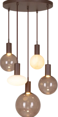 Alva taklampe rondell 5lys 40cm brun