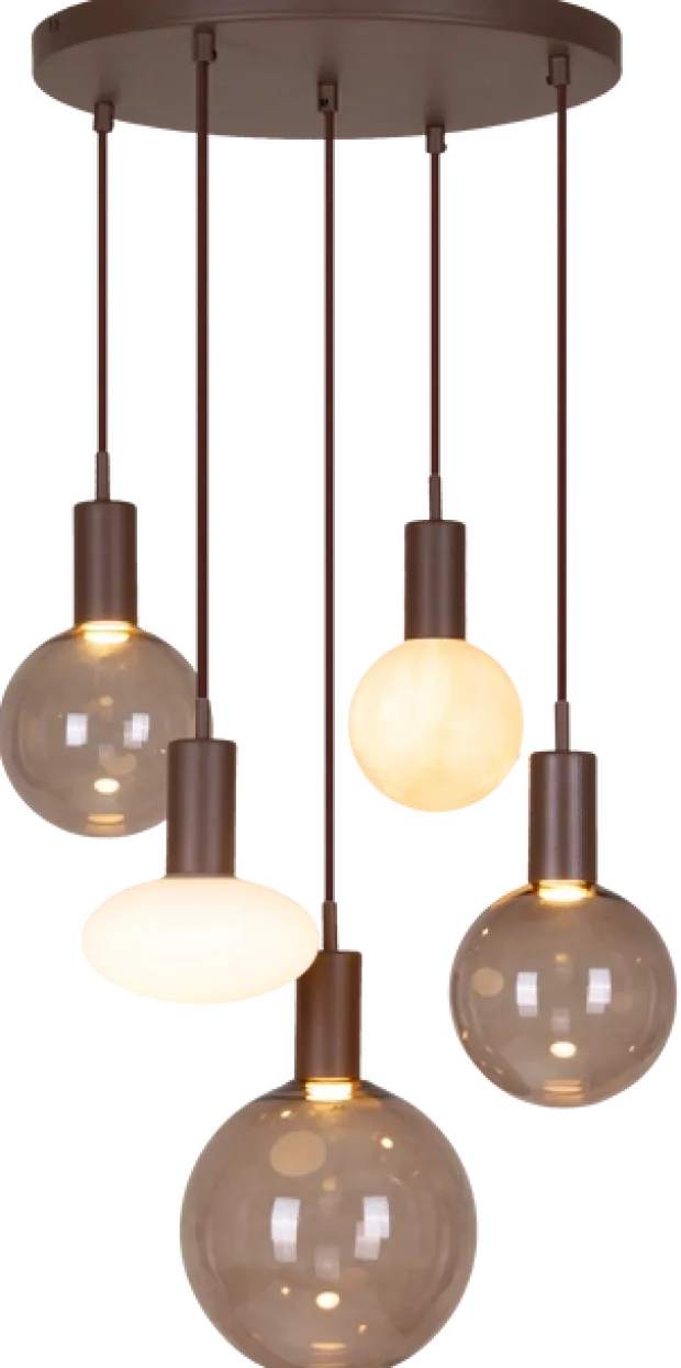 Alva taklampe rondell 5lys 40cm brun