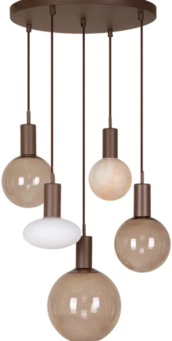 Alva taklampe rondell 5lys 40cm brun