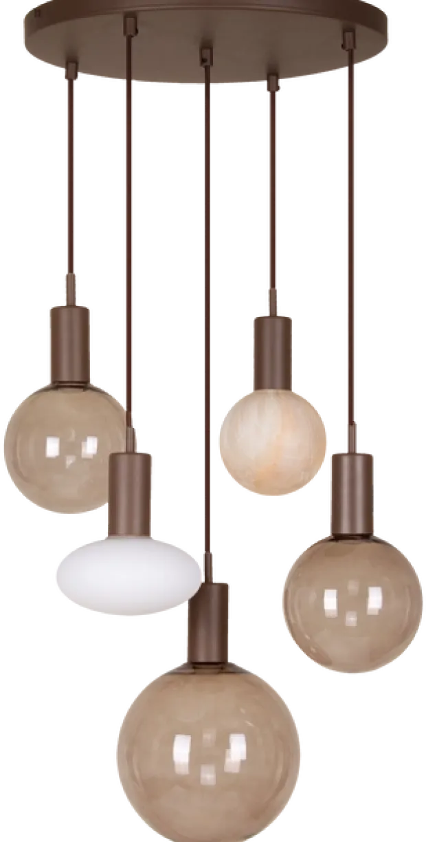 Alva taklampe rondell 5lys 40cm brun