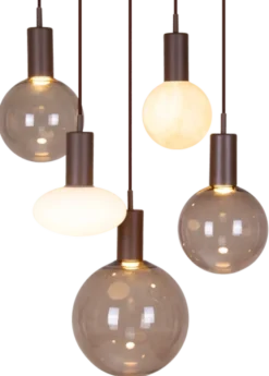 Alva taklampe rondell 5lys 40cm brun