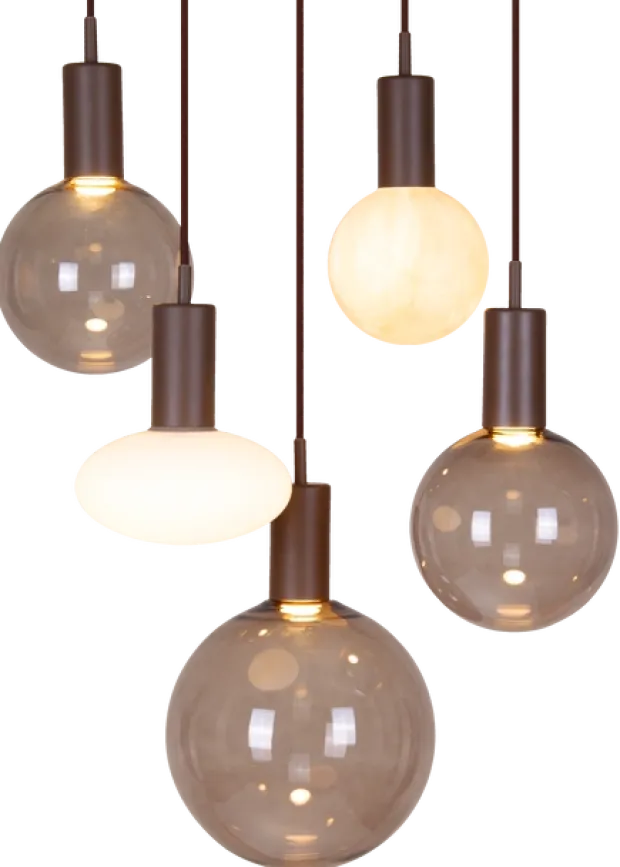 Alva taklampe rondell 5lys 40cm brun