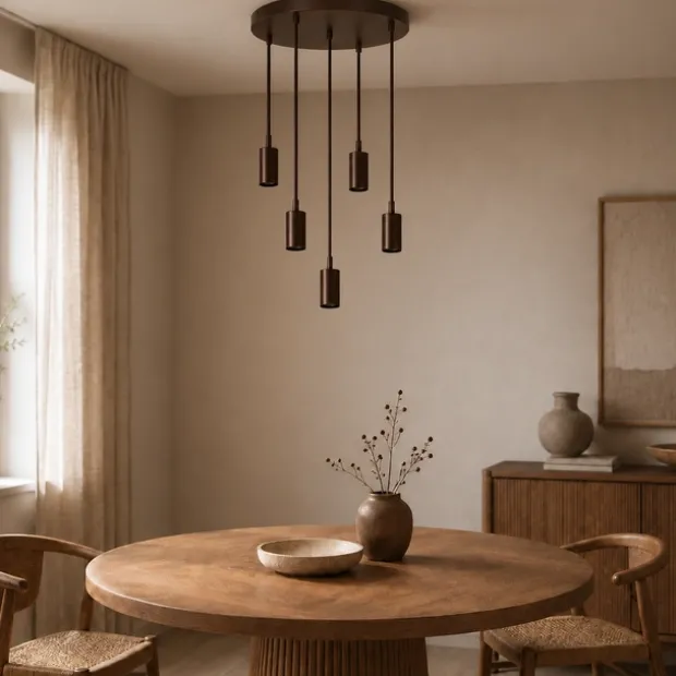 Alva taklampe rondell 5lys 40cm brun