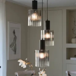 Aura taklampe rondell 3lys 38cm smoke