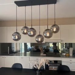 Ball taklampe rektangel 6lys 90cm smoke