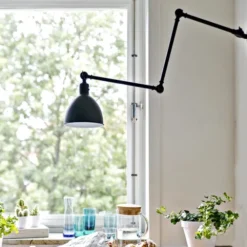 Bazar vegglampe m/arm 37,5cm sort