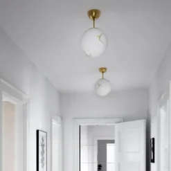 Bellagio plafond taklampe 25cm messing/hvit