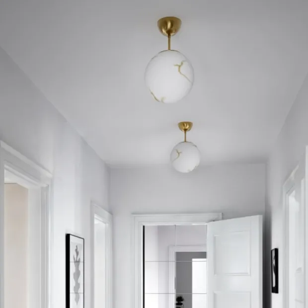 Bellagio plafond taklampe 25cm messing/hvit