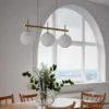Bellagio taklampe rekke 3lys 82cm messing/hvit