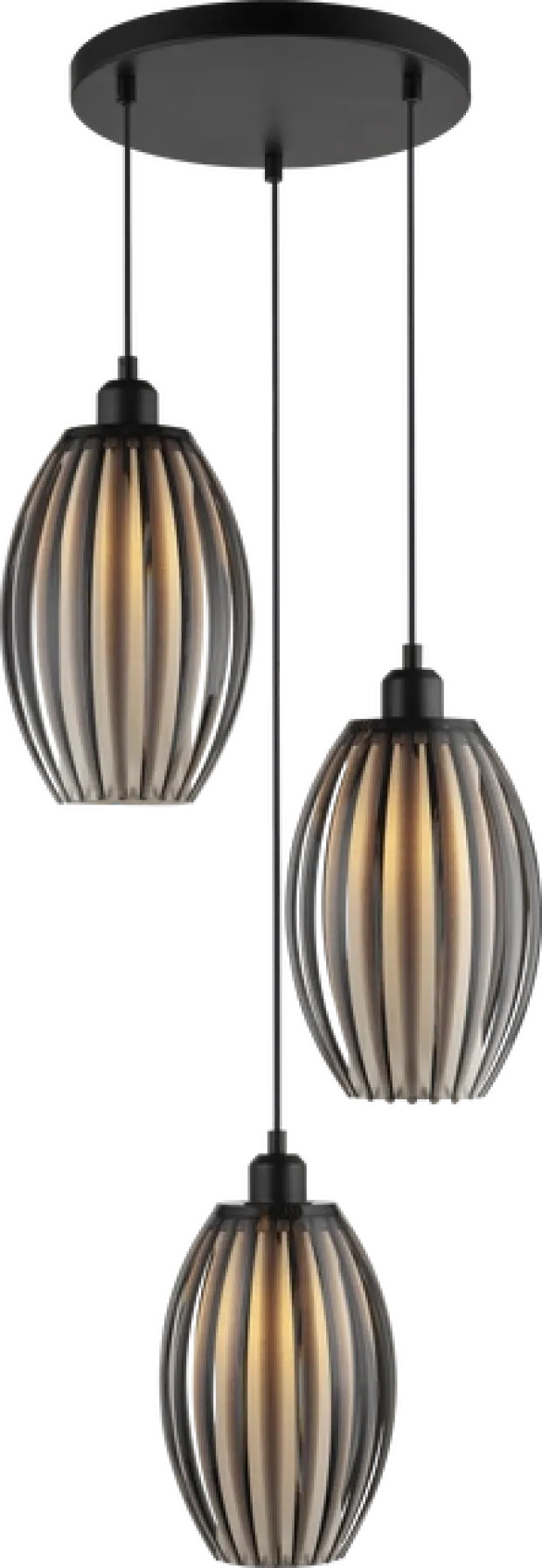 Calamaris II taklampe rondell 3lys 30cm smoke