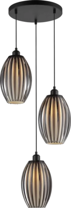 Calamaris II taklampe rondell 3lys 30cm smoke