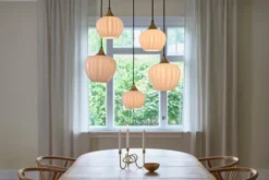 Carmen taklampe rondell 5lys 70cm messing/opal
