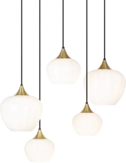 Carmen taklampe rondell 5lys 70cm messing/opal