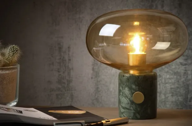 Charlize bordlampe 24cm marmor grønn
