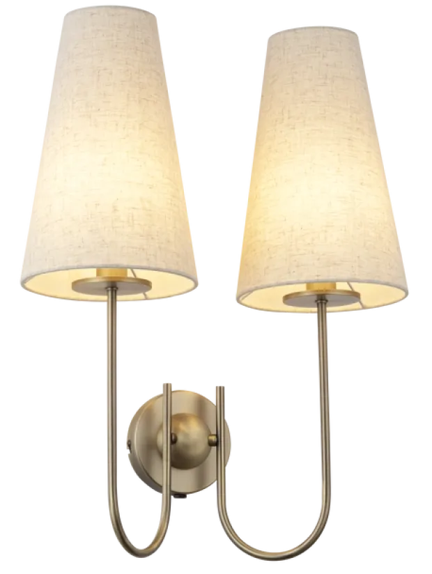 Charmante vegglampe 2lys 57cm messing
