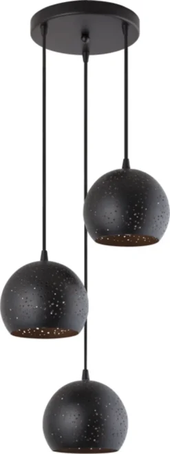 Clint New taklampe rondell 3lys 20cm sort