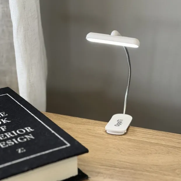 Clip Flip-light LED oppladbar boklys 7cm hvit