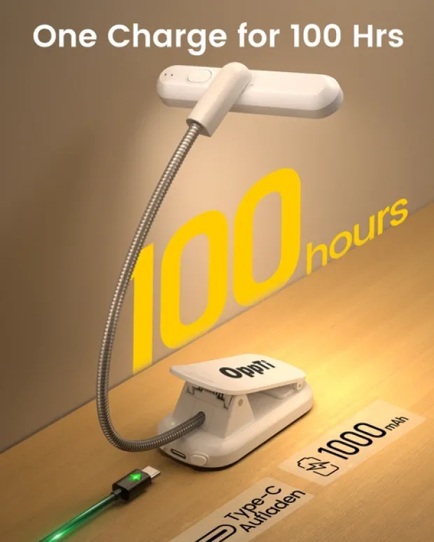 Clip Flip-light LED oppladbar boklys 7cm hvit