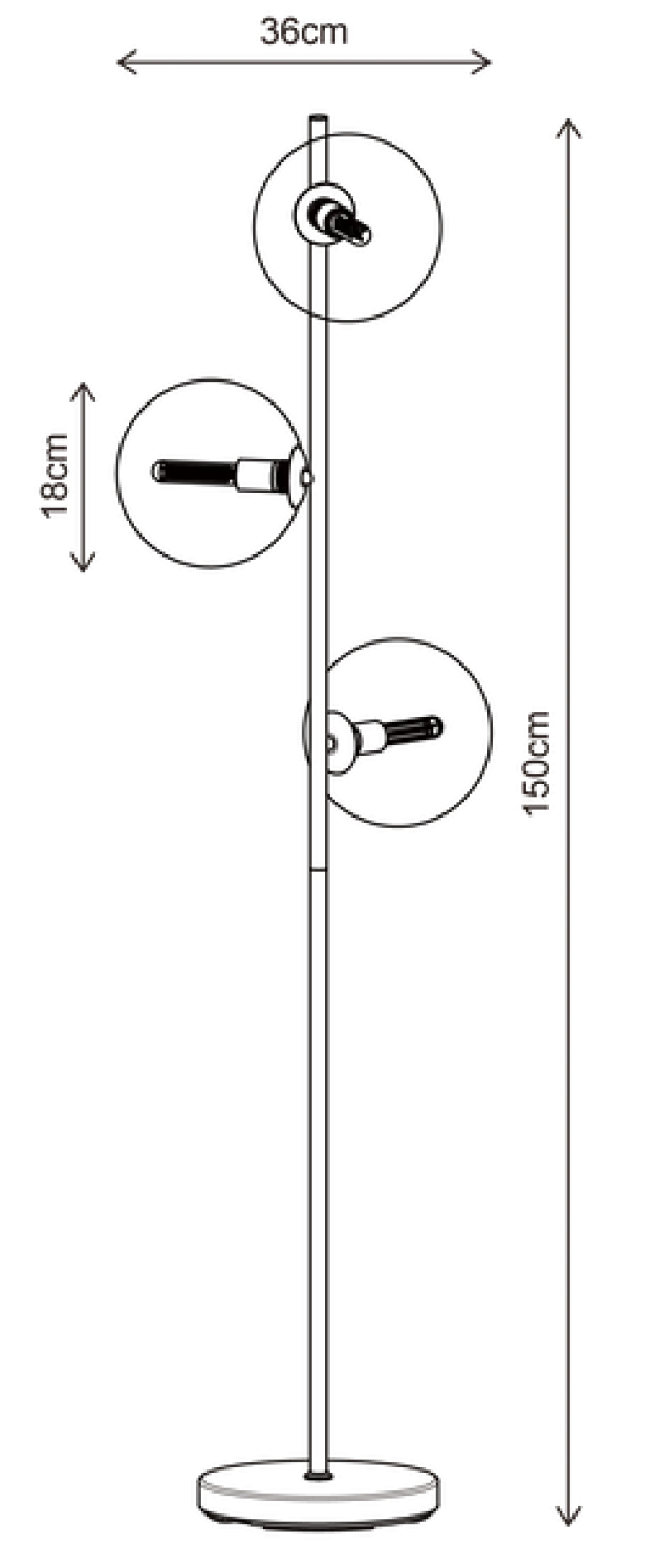 Cobe II gulvlampe 150cm messing/opal