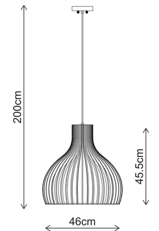 Daniella taklampe 46cm natur