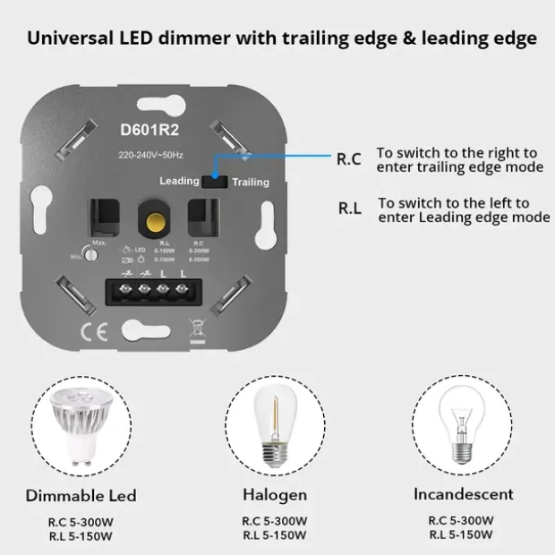Dimmer 150W hvit