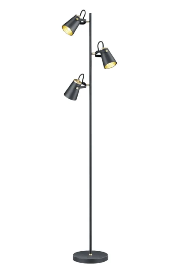 Edward leselampe gulv 3lys 160cm sort