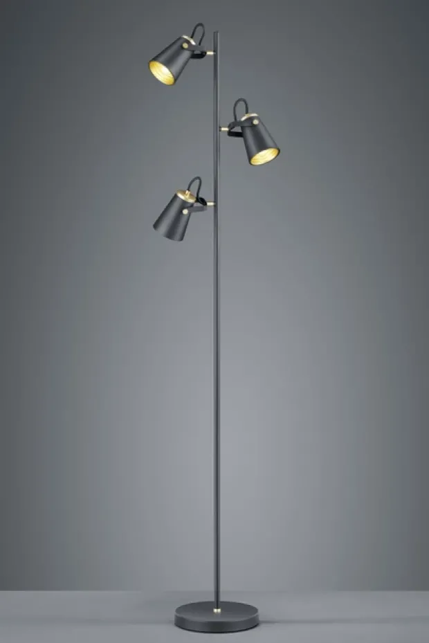 Edward leselampe gulv 3lys 160cm sort