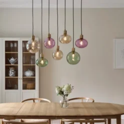 Elara taklampe rektangel 7lys 87cm flerfarget