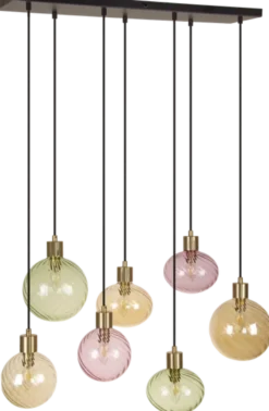 Elara taklampe rektangel 7lys 87cm flerfarget