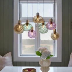 Elara taklampe rektangel 7lys 87cm flerfarget
