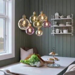 Elara taklampe rektangel 7lys 87cm flerfarget