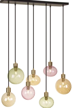 Elara taklampe rektangel 7lys 87cm flerfarget