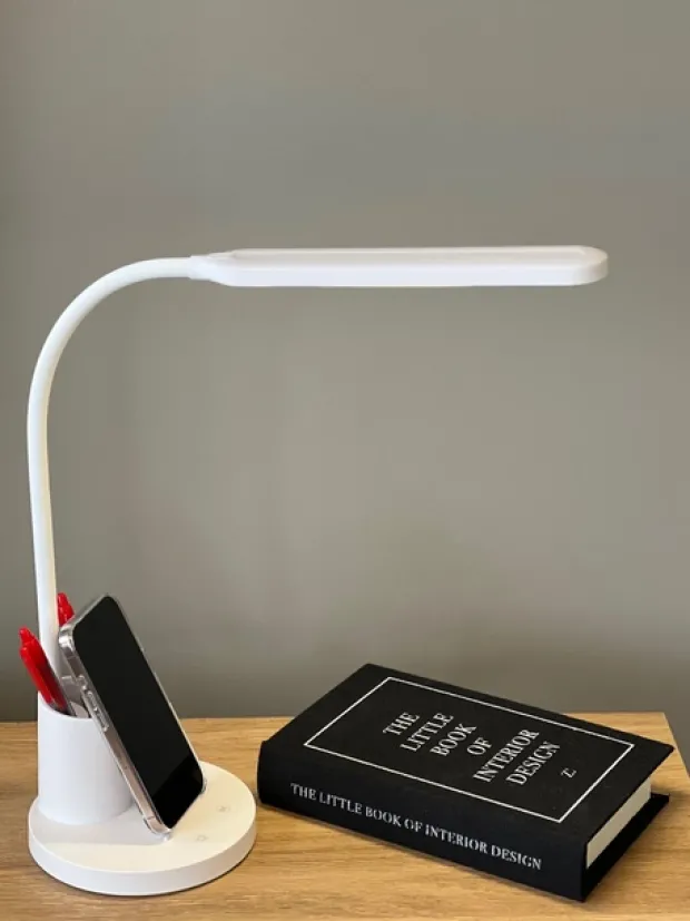 Elias LED oppladbar bordlampe 41cm hvit