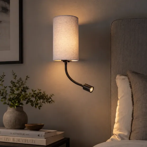 Elma LED vegglampe med lesearm 12cm grå
