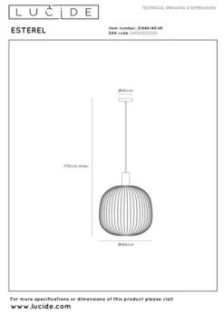 Esterel taklampe 40cm beige