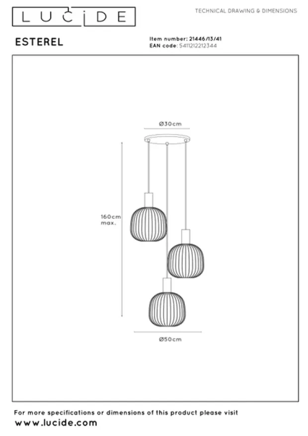 Esterel taklampe rondell 50cm beige