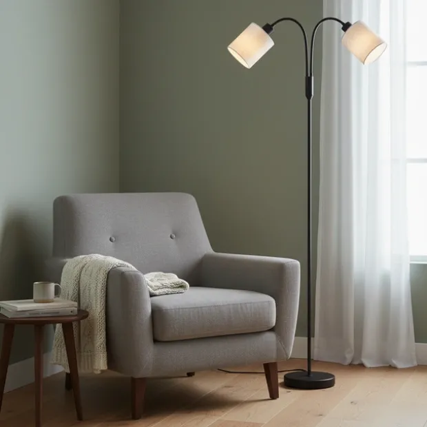 Felicia Duo gulvlampe uten skjermer 2lys 150cm sort