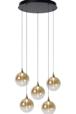 Gisela taklampe rondell 5lys 48cm amber