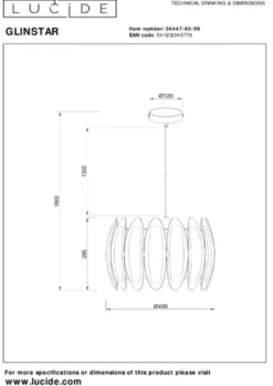 Glinstar taklampe 40cm flerfarget