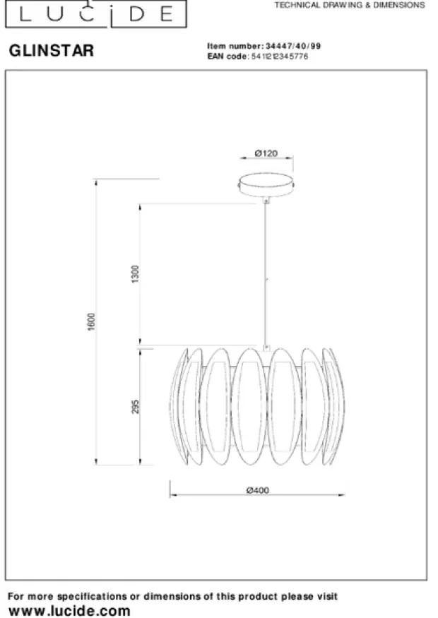 Glinstar taklampe 40cm flerfarget