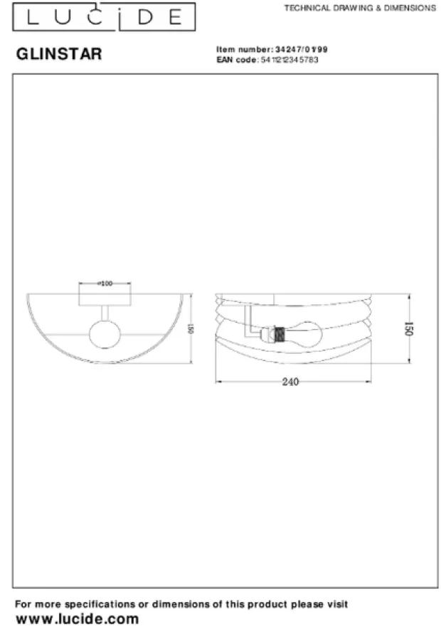 Glinstar vegglampe 30cm flerfarget