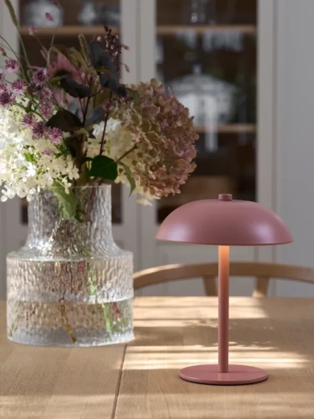 GlowGo LED oppladbar bordlampe 20,5cm rosa