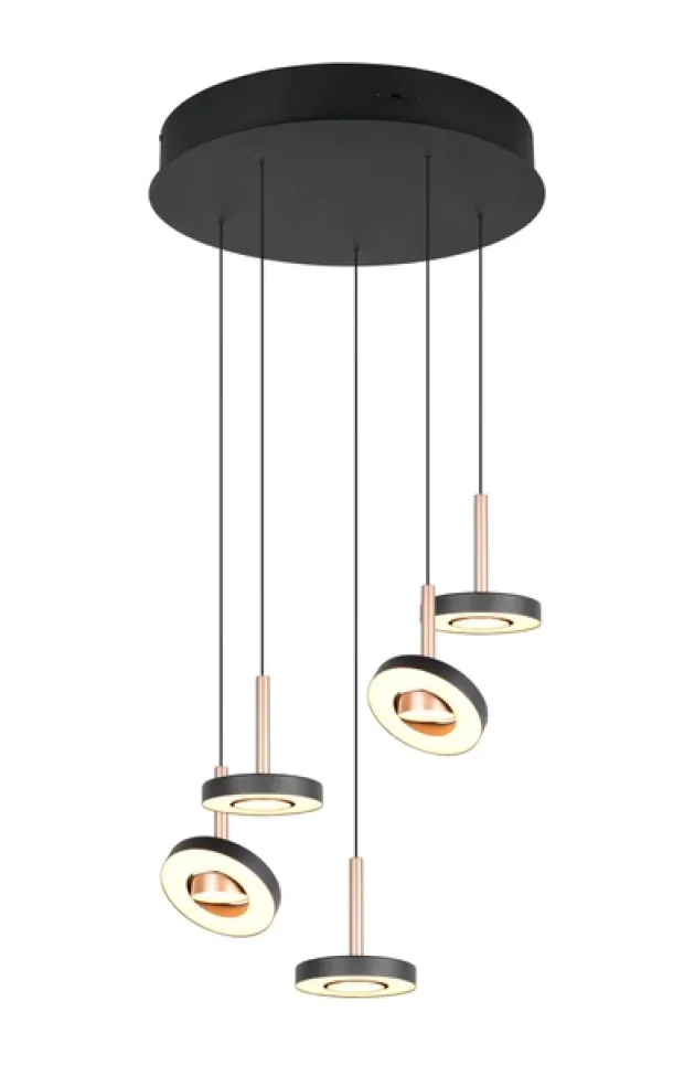 Guano LED taklampe rondell 5lys sort
