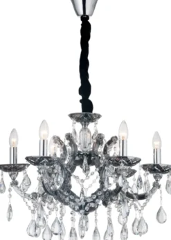 Hawk taklampe lysekrone 6lys 65cm krystall