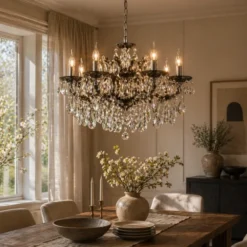 Hawk taklampe lysekrone 9lys 75cm krystall