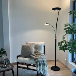 Helios LED uplight 2lys 197cm sort