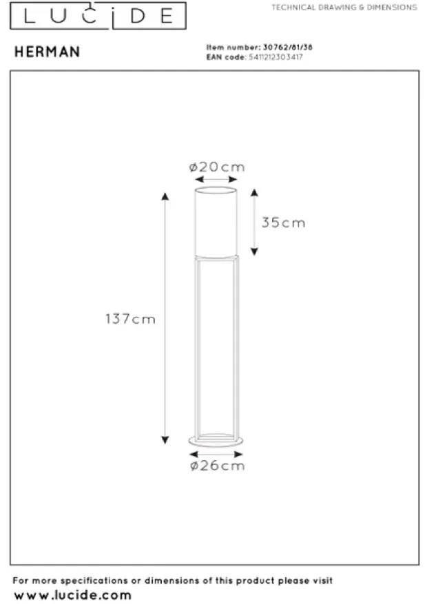 Herman gulvlampe 118cm beige