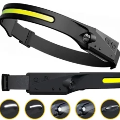 Hodelykt LED oppladbar 300lm sort